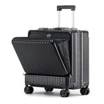 THE CLOWNFISH Jetsetter Series Carry-On Luggage Polycarbonate Hard Case Suitcase Eight Spinner Wheel 14 Inch Laptop Trolley Bag With Tsa Lock&Usb Charging Port- Black(47 Cm-18.5 Inch),H-47 Centimeters