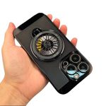 MILLION CASES® Back Cover Case for iPhone 15 Pro Max Shockproof Protective Brilliant Spin Rotating Wheel Stand Case(Black)