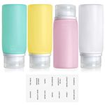 Silicone Travel Bottles for Toiletries, Opret 4 Pack 89ml/3oz Travel Containers Leak Proof Squeezable for Shampoos, Conditioner and Shower Gel, BPA Free and TSA Approved