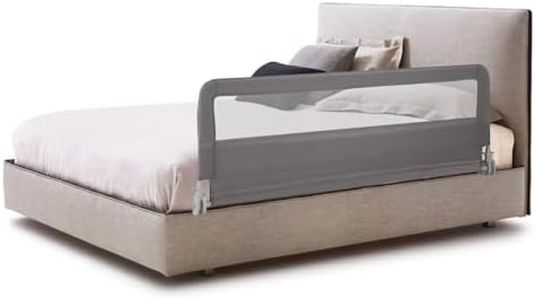 BABY JOY Bed Rails/Bedrail for Toddlers, Height Adjustable Folding Baby Safety Cot Guard for Kids Twin, Double, Full Size Queen & King Mattress, 150 x 55.5 cm (Grey)