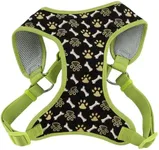 Coastal Pet Ribbon Designer Wrap Adjustable Dog Harness - Large & Small Dog Harness - Breathable Mesh Harness for Dogs Pet Supplies for Dogs - Brown Paws & Bones, 5/8" x 16-19"