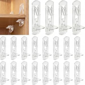 20 Pcs Plastic Self-Locking Shelf Support Pegs, 5mm Clear Shelf Pins for 3/4" (20mm) Shelves, Cabinet Clips for Kitchen, Wardrobe & Bookshelves