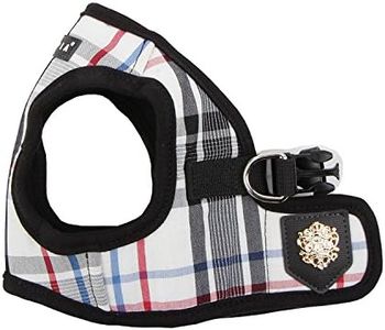 Puppia Junior - Checkered Dog Harness Small Dogs - Soft Vest - Also usable as Puppy Harness - Anti Pull Dog Lead, Black, XL