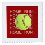 3dRose Softball Home Run on Red Background - Quilt Square, 12 by 12" (qs_213132_4)