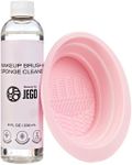 JEGO Makeup Brush Cleaner Solution - Sponge Cleaner - Make Up Brush Liquid Cleanser - Hypoallergenic & Plant-Based Solution Removes Makeup, Dirt, & Oil - 8 Oz (1 Bottle + Bowl)