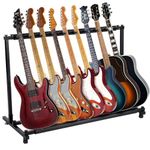 Holdfiturn Multi Guitar StandFoldable Universal Guitar Rack Black Portable Guitar Holder Display Rack for Multiple Guitars Bass (9 Holder)