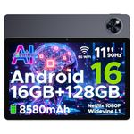 U11 Android 16 Tablet with Gemini AI, 11 Inch 90Hz Display, 16GB+128GB/ 2TB TF, 8580mAh Battery, Unisoc T7200 Octa-Core, 5G WiFi |Face Unlock| Widevine L1| BT5.0|Dual Speakers|13MP+5MP|GPS |OTG, GRAY