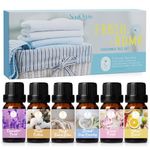 SoulOrigin Clean Essential Oils Set, Fragrance Oil Set for Oil Diffusers, Home,Scented Oils 6x10ml - Beach Sage Laundry Detergent, Citrus Burst, Lavender Fields, Fresh Linen, Warm Petals, Fresh Cotton