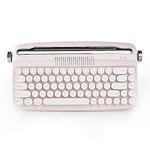 YUNZII Upgraded Wireless Typewriter Keyboard, Retro Keyboard with Integrated Stand, USB-C/Bluetooth Keyboard with Cute Round Keycaps for Multi Device for Win/Mac (B307, Baby Pink)