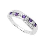 The Diamond Ring Collection: 9ct White Gold 0.25ct Amethyst & Diamond Channel Set Crossover Eternity Ring Valentines Day (Size N) …