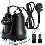 AQQA Submersible Water Pump,3000L/H Ultra Quiet Aquarium Water Pump,9.8Ft High Lift Fish Tank Fountain Pond with 5.9Ft Power Cord and Adjustable Switch for Fish Tank, Pond, Hydroponics