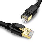 Yauhody CAT8 Ethernet Cable 50ft, High Speed 40Gbps 2000MHz SFTP Fil Internet LAN Cable with Gold Plated RJ45 Connector, Outdoor and Indoor for Router, Modem, TV, Hub, Gaming (50ft/15m, Black)