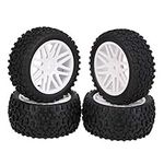 BQLZR 4x White Front Rear Wheel Rim Rubber Tyre Tires Replacement for RC 1:10 Off-Road