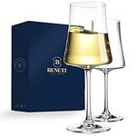 BENETI Exquisite Wine Glasses Set of 2 | Handmade In Europe | 12oz Premium Crystal Red & White Long Stem Wine Glass Set with Unique Modern Shape, Excellent Gift for Men or Women, Holidays & Birthdays