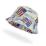 DEDICATED American Flag Bucket Hat - Bucket Hat Journey Print Beach Summer Cap, Sun Protection Outdoor Hats for Women and Men Cream