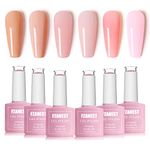 FZANEST Jelly Gel Nail Polish Set,Sheer Natural Nude Pink Gel Polish Nail Kit Soak Off Home DIY Manicure Nail Salon Varnish