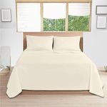 Comfy Nights Egyptian Cotton 200 Thread Count Flat Bed Sheet, Cream - House Wife Pillow Pair