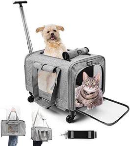 Zaino per trasporto cane/gatto Borsa da Viaggio Portatile per Animali Pieghevole Zaino per Cani Gatti Estensibile con ruote caricare fino a 30 libbre Approvato dalla compagnia aerea (Grigio)