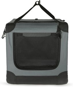 Amazon Basics Portable Travel Crate, Grey, Medium