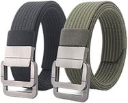 Belts Men, Military Double D-ring Adjustable Buckle Nylon Tactical Belt, 2 Pack