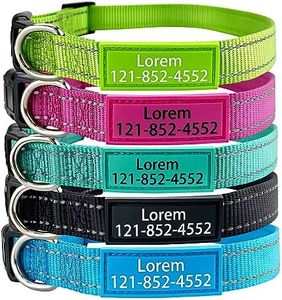 YDL - Collare per cani personalizzabile con nome dell’animale e numero di telefono, in nylon riflettente, 4 taglie regolabili, XS/S/M/L, con fibbia a sgancio rapido e anello a D