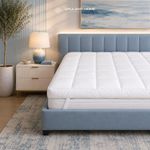 Duck Feather King Mattress Topper - 150x200cm, Box Stitched Design, Down-Proof T233 100% Cotton Cover, Hypoallergenic, Breathable, Elastic Straps - Machine Washable