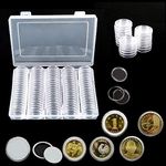 100Pcs 30mm Clear Coin Capsules Case Coins Holders Specie Organizer Collectibles Container Storage Boxes with Foam Gasket for Coin Collection