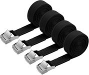 URAQT Tie Down Straps, 4 Pack Heavy Duty Tensioning Belts, 4M Adjustable Cargo Straps Ratchet Straps for Motorcycle, Cargo, Trucks, Trailer, Luggage, 250kg Loading Capacity, Quick Release (Black)