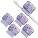 Fintie 4 Pack Pen Loop Holder for Apple Pencil Pro, Apple Pencil (USB-C) & Apple Pencil (1st / 2nd Gen) and Stylus Pens, Elastic Adhesive Leather Pen Sleeve Attached to Cases, Lilac Marble