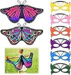 9 Pieces Kids Butterfly Costume Fairy Butterfly Wings Masquerade Masks Halloween Girls Dress Up Pretend Play