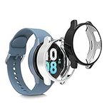 kwmobile Case Compatible with Samsung Galaxy Watch 5 (44mm) Case - 2X TPU Silicone Fitness Tracker Cover - Black/Silver