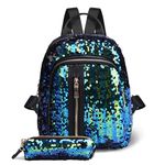 Fmeida Sequin Backpack Bags for Girls Mini Women Fashion Backpacks Kawaii Sparkly Rucksack Bag Womens Small Casual Backpack Handbags for School, Travel, Ladies - Green