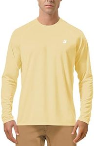 Roadbox Mens UPF 50+ Long Sleeve SPF Diving Rash Guard UV Sun Protection Shirts for Outdoor Fishing Hiking Swimming Running Yellow