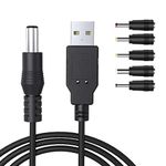 Ancable USB to DC Cable, 1M USB Power Cable Universal Charger Cable USB 2.0 A Male to DC 5.5 x 2.1mm Plug Power Cord Adapter with 2.5x0.7mm, 3.5x1.35mm, 4.0x1.7mm, 5.5x2.5mm, 3.0x1.0mm Connectors