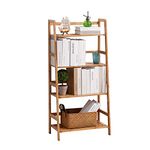 SogesPower 4-Tier Tall Ladder Shelf Multifunctional Storage Rack Stand Bamboo Bathroom Shelf Book Shelf Storage Rack Plants Stand Display Shelf, SPHSJ-02-CA