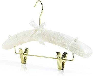 HANGERWORLD 5 Ivory 17inch Satin Padded Pants Skirt Bar Clip Wedding Clothes Coat Hangers