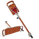 Shooting Seat Stick with Brown Leather Folding Chairs | Lightweight Durable Walking Stick | Hunting Equipment Adjustable Walking Sticks | Royal Stewart Tartan Insert | Polo Fishing Golf Seat Stick
