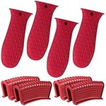 8 Pieces Silicone Hot Handle Holder Non Slip Pot Holders Cover Assist Hot Pan Handle Rubber Heat Resistant Pot Sleeve Grip Cookware Handle for Frying Cast Iron Skillet Metal Pan (Red)