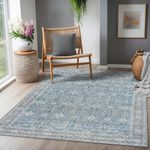 Adiva Rugs 5x7 Machine Washable Area Rug with Non Slip Backing for Living Room Bedroom Bathroom Kitchen Mats for Floor Decor Anti Fatigue Non Skid Door Carpet (Grey/Blue, 5' x 7')