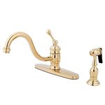 Kingston Brass KB3572BLBS Vintage Kitchen Faucet with Single Handle and Brass Sprayer, 9-1/8-Inch, Polished Brass by Kingston Brass