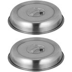 Lurrose 2pcs Stainless Steel Pot Dome, Round Stainless Steel Plate Cover Food Covers Cheese Melting Dome for Flat Top Griddle Grill Indoor Outdoor Silver