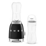 Smeg 50's Retro Style Personal Blender, 2 To-Go Bottles, 2 Speeds, 20 Oz, Compact Size, Black, PBF01BLUS