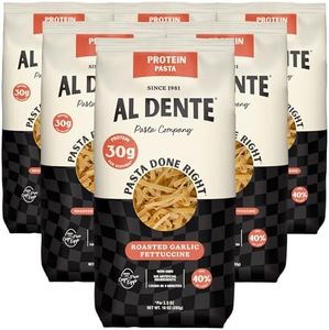 Al Dente Protein Pasta Roasted Garlic Fettuccine – 30g High Protein, Lower Carb, High Fiber. Artisanal Flavor: Cage-Free Eggs & Semolina. Keto and Point-Based Diet-Friendly. 10oz Bags (Pack of 6)
