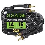 GEARit Speaker Cable with Banana Plugs 14 Gauge 15 ft,OFC Speaker Wire CL2 Rated with Gold-Plated Connectors, Speaker Cable for Bi-Wire,Bookshelf Speakers,Subwoofers,HiFi,Bi-Amp,DIY,Audiophiles