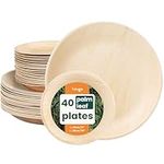 HAAGO 40 Disposable Palm Leaf Plates - Compostable, Eco-Friendly Like Wooden & Bamboo Plates for Hot & Cold Food, Microwave & Freezer Safe Alternative to Paper Plates, 5cm & 25cm Disposable Plates