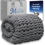 Mellie Luxury Large Chunky Knit Throw Blanket, Ultra-Soft Chenille Yarn Cable Knit Blanket Throw, Machine Washable Giant Blanket Throw for Sofa – 127x152 cm 50"x60" (Dark Grey)