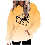 Women's Loves Horses Hoodie Sweatshirts Heart Horse Hooded Women Teen Girls Equestrian Horseback Riding Pullover Hoodies Tops