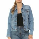 NOROZE Women’s Washed Detail Denim Jacket | Ladies Trucker Classic Western Design Denim Jeans Jacket All UK Sizes (Blue DG8262, 8)