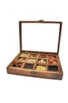 TOM Taste of Maa Spice-Fit Box, Whole Spices filled in a Sheesham Wood Spice Box- (12 Detachable Box) 1.6 kg