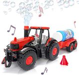 ArtCreativity Bump & Go Bubble Blowing Farm Tractor Toy Truck with Lights & Sounds, and Action for Toddlers - Funnel & Bubble Solution Included - Farm Toy Tractor for Boys Girls Ages 1, 2, 3, 4, 5, +